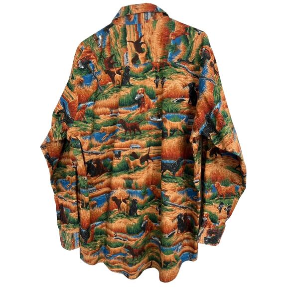 Vintage 3 Forks The Wolf River Mens Button Up Hunting Labrador Shirt SZ XL USA - Picture 2 of 6